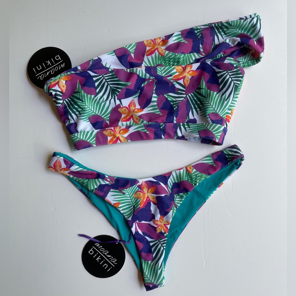 Moana Bikini - Milo Fern one shoulder Top and Gully Vee bottom, both XS